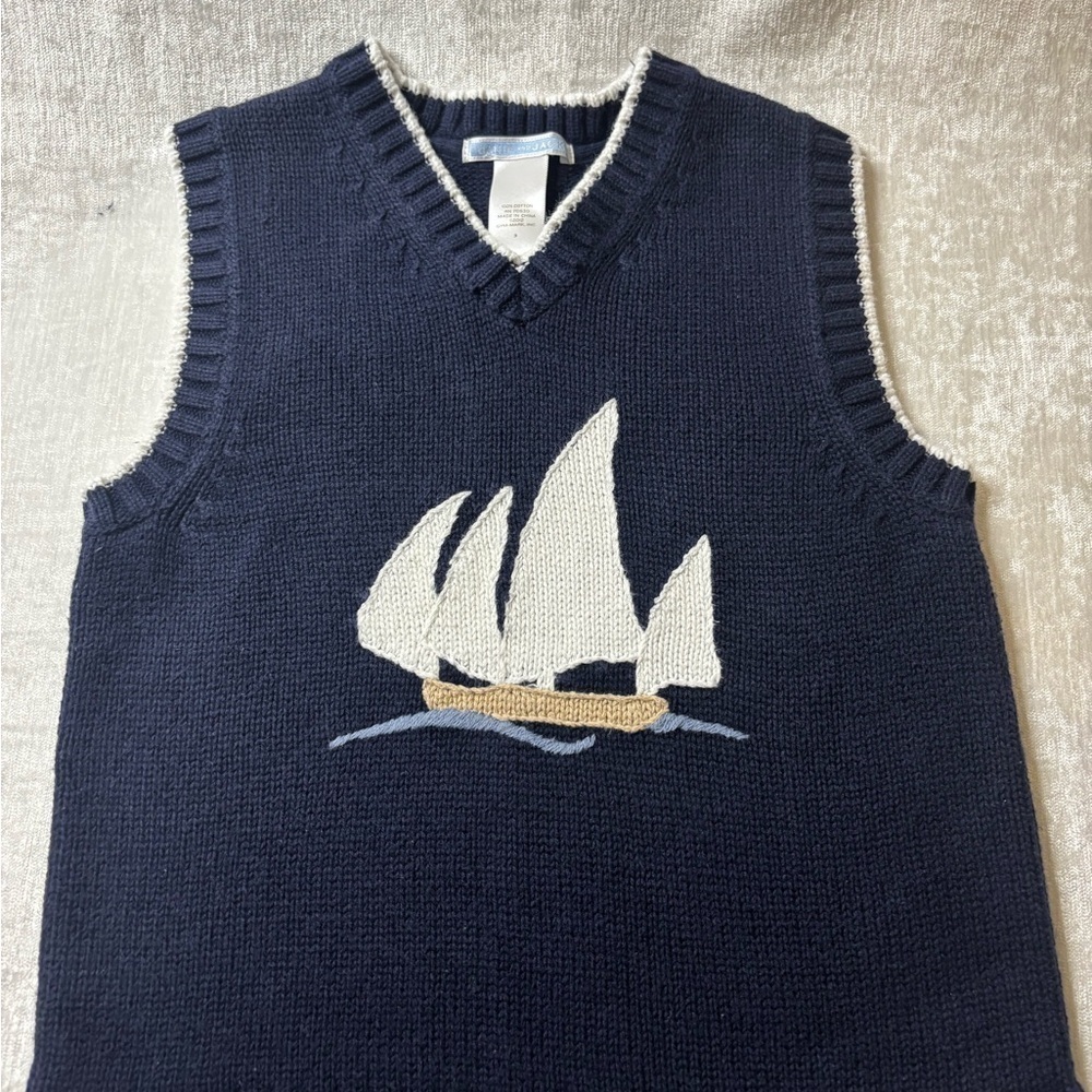 Janie & Jack  Navy Knit Vest with Sailboat Design
